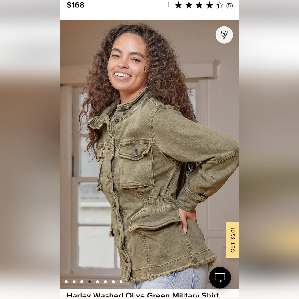 Free People Olive shirt jacket - Picture 3 of 8